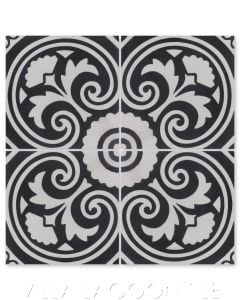 "Bolero Sencillo" Black and White Cuban Cement Tile, from Villa Lagoon Tile.