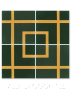 "Boxed Set Ponderosa Mustard" Modern Geometric Cement Tile by Neyland Design, from Villa Lagoon Tile.