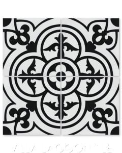 "Caprice Black & White Morning" Spanish Cement Tile, by Villa Lagoon Tile.