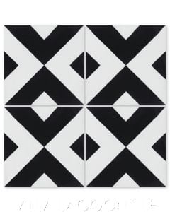 "Charge Black & White" Geometric Cement Tile, from Villa Lagoon Tile.