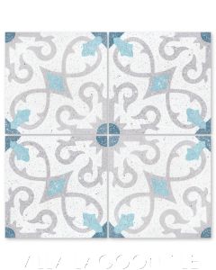 "Charlotte Blue Accent Terrazzo" Spanish Cement Tile, from Villa Lagoon Tile.