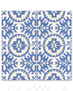 "Cinco De Azul" Whimsical Floral Cement Tile by Neyland Design, from Villa Lagoon Tile.