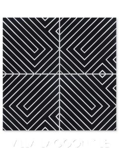 "Circuitry Black & White Evening" Modern Geometric Cement Tile by Neyland Design, from Villa Lagoon Tile.