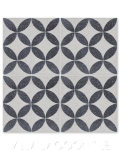 "Circulos B Black and White Morning Terrazzo" Geometric Cement Tile, from Villa Lagoon Tile.