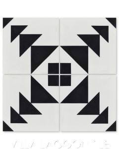 "Code Talker A Black & White" Modern Geometric Cement Tile, by Villa Lagoon Tile.