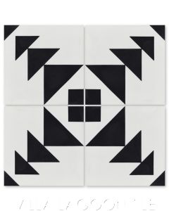 "Code Talker A Black & White" Modern Geometric Cement Tile, by Villa Lagoon Tile.