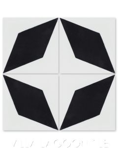 "Compass Point Black & White" Geometric Cement Tile, from Villa Lagoon Tile.