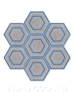 "Concentric Hex H" Ringed Cement Tile, by Villa Lagoon Tile.