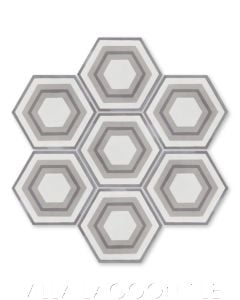 "Concentric Hex J" Ringed Cement Tile, by Villa Lagoon Tile.