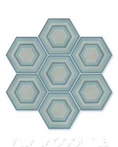 "Concentric Hex K" Ringed Cement Tile, by Villa Lagoon Tile.