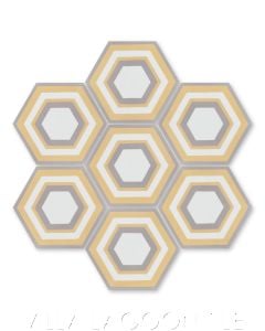 "Concentric Hex L" Ringed Cement Tile, by Villa Lagoon Tile.