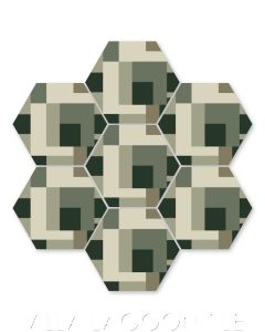 "Cornerstone Smoke on the Ponderosa" Geometric Hex Cement Tile by Neyland Design, from Villa Lagoon Tile.
