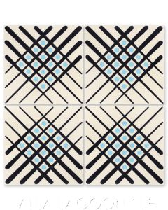 "Crosshatch in Whipped Cream" Modern Geometric Art Deco Cement Tile by Cressida Bell, from Villa Lagoon Tile.