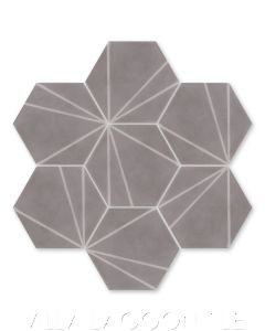 "Crow's Feet Gray" Modern Hex Cement Tile, from Villa Lagoon Tile.