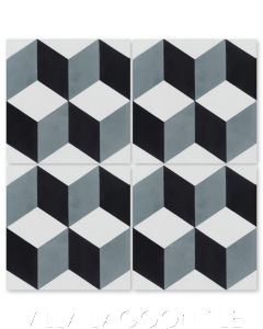 "Cubes A Mountain" Geometric Cement Tile, from Villa Lagoon Tile.