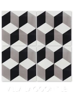"Cubes A Sencillo" Geometric Cement Tile, from Villa Lagoon Tile.
