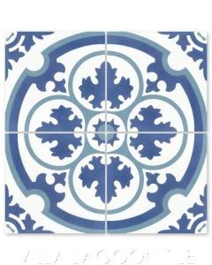 "Danielle Admiral" Traditional Floral Cement Tile, from Villa Lagoon Tile.
