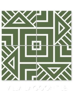 "Decorama Rainforest and White" Modern Geometric Cement Tile by Neyland Design, from Villa Lagoon Tile.