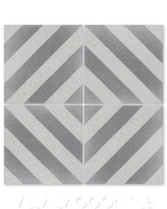 "Diagonal Eight Featherstone and White Terrazzo" Striped Cement Tile, from Villa Lagoon Tile.