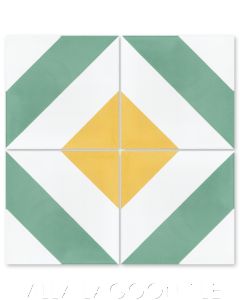 "Diagonal Four A Citrus" Striped Cement Tile, from Villa Lagoon Tile.