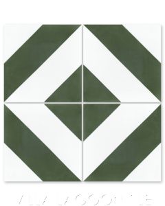 "Diagonal Four A Olive & White" Striped Cement Tile, from Villa Lagoon Tile.