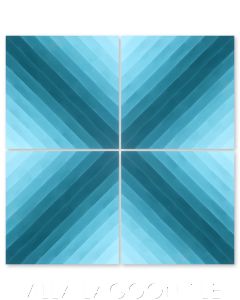 "Diagonal Sixteen Channel Blue Ombré" Striped Cement Tile, from Villa Lagoon Tile.