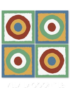"East Beach Circle in Alternate Primary Colors" Modern Whimsical Cement Tile by Jeff Shelton, from Villa Lagoon Tile.