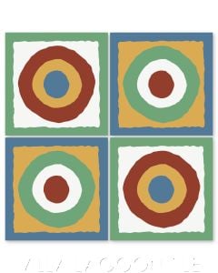 "East Beach Circle in Primary Colors" Modern Whimsical Cement Tile by Jeff Shelton, from Villa Lagoon Tile.