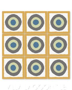 "East Beach Circle Maple Sugar" Modern Whimsical Cement Tile by Jeff Shelton, from Villa Lagoon Tile.