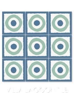 "East Beach Circle Royal Blue" Modern Whimsical Cement Tile by Jeff Shelton, from Villa Lagoon Tile.