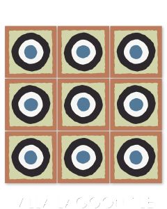 "East Beach Circle Terracotta" Modern Whimsical Cement Tile by Jeff Shelton, from Villa Lagoon Tile.