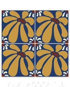 "Echinacea on Admiral" Whimsical Floral Cement Tile by Jeff Shelton, from Villa Lagoon Tile.