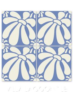 "Echinacea on Periwinkle" Whimsical Floral Cement Tile by Jeff Shelton, from Villa Lagoon Tile.