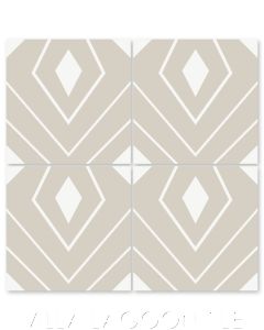"Eighth Avenue White on Smoke" Modern Geometric Cement Tile by Neyland Design, from Villa Lagoon Tile.