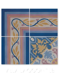 "Emilio Border" Cuban Cement Tile Border with matching "Rumba Magnifico", from Villa Lagoon Tile.