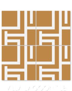 "Field Day Mustard and White" Modern Geometric Cement Tile by Neyland Design, from Villa Lagoon Tile.