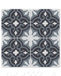 "Fiore C Mountain" Floral Cement Tile, from Villa Lagoon Tile.