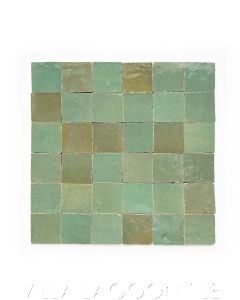 "Garden Grove" Small Square Glazed Zellige on a 12" Mat, a Moroccan Mosaic Tile, from Villa Lagoon Tile.