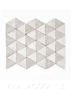 Glazed Zellige Mosaic Mat Triangles in Meringue and Oyster Shell, from Villa Lagoon Tile.