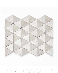 Glazed Zellige Mosaic Mat Triangles in Meringue and Oyster Shell