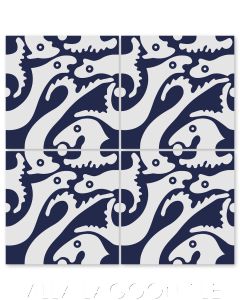 "Grunion in Fog" Whimsical Wildlife Cement Tile by Jeff Shelton, from Villa Lagoon Tile.