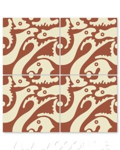 "Grunion on Henna" Whimsical Wildlife Cement Tile by Jeff Shelton, from Villa Lagoon Tile.