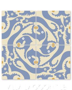 "Grunion Periwinkle" Whimsical Wildlife Cement Tile by Jeff Shelton, from Villa Lagoon Tile.