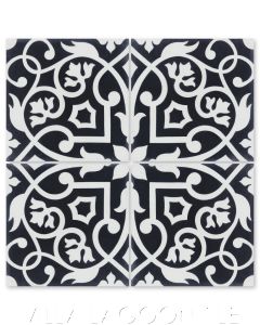 "Gypsy Black & White" Floral Cement Tile, from Villa Lagoon Tile.