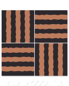 "Haley Street Stripes Black & Terracotta" Modern Whimsical Cement Tile by Jeff Shelton, from Villa Lagoon Tile.