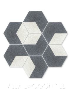 "Hex Caret Black and White Terrazzo" Geometric Hexagonal Cement Tile, from Villa Lagoon Tile.