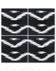 "Ikat A Black & White" Modern Fabric-Style Cement Tile, from Villa Lagoon Tile.