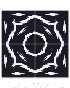 "Ikat A Corner Black & White" Modern Fabric-Style Cement Tile, from Villa Lagoon Tile.