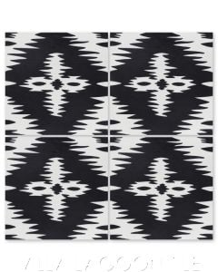 "Ikat B Black & White" Modern Fabric-Style Cement Tile, from Villa Lagoon Tile.