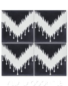 "Ikat C Black & White" Modern Fabric-Style Cement Tile, from Villa Lagoon Tile.